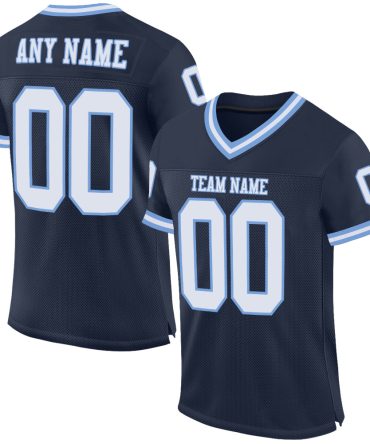 Custom Navy White-Light Blue Throwback Football Jersey, Gift For Football Fans