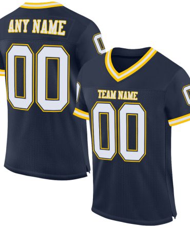 Custom Navy White-Gold Throwback Football Jersey, Gift For Football Fans
