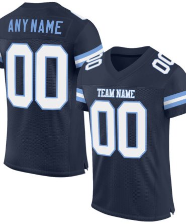 Custom Navy White-Light Blue Football Jersey, Gift For Football Fans