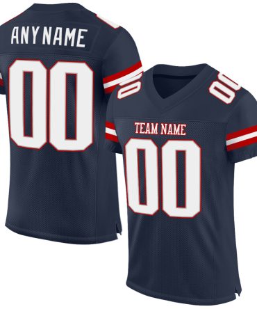 Custom Navy White-Red Football Jersey, Gift For Football Fans