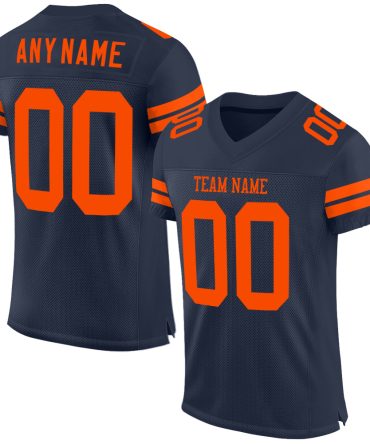 Custom Navy Orange Football Jersey, Gift For Football Fans