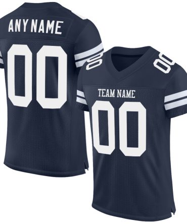 Custom Navy White Football Jersey, Gift For Football Fans