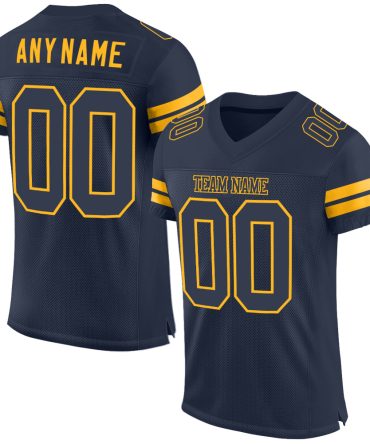 Custom Navy Navy-Gold Football Jersey, Gift For Football Fans