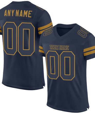Custom Navy Navy-Old Gold Football Jersey, Gift For Football Fans