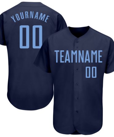 Custom Navy Light Blue Baseball Jersey, Gift For Baseball Fans