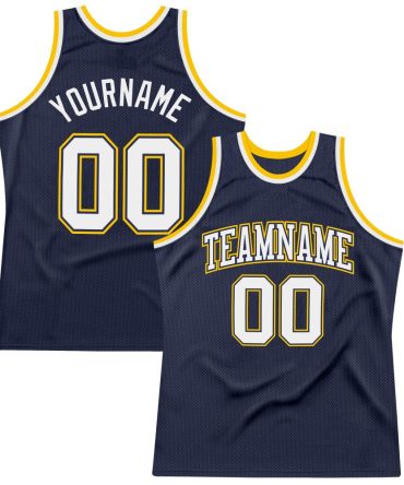 Custom Navy White-Gold Throwback Basketball Jersey, Gift For Basketball Fans