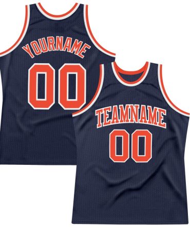 Custom Navy Orange-White Throwback Basketball Jersey, Gift For Basketball Fans