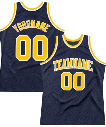 Custom Navy Gold-White Throwback Basketball Jersey, Gift For Basketball Fans