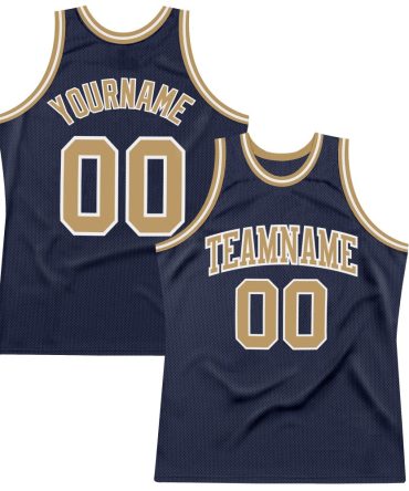 Custom Navy Old Gold-White Throwback Basketball Jersey, Gift For Basketball Fans