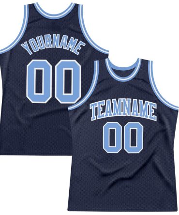 Custom Navy Light Blue-White Throwback Basketball Jersey, Gift For Basketball Fans