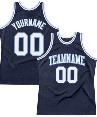 Custom Navy White-Light Blue Throwback Basketball Jersey, Gift For Basketball Fans