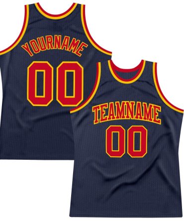 Custom Navy Red-Gold Throwback Basketball Jersey, Gift For Basketball Fans