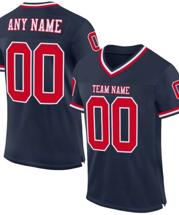 Custom Navy Red-White Throwback Football Jersey, Gift For Football Fans