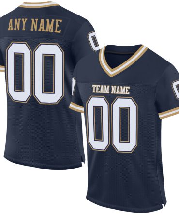 Custom Navy White-Old Gold Throwback Football Jersey, Gift For Football Fans