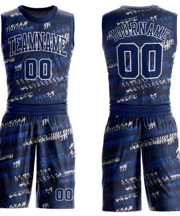 Custom Navy Navy-Royal Round Neck Basketball Uniform Jersey, Gift For Basketball Fans