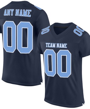 Custom Navy Light Blue-White Football Jersey, Gift For Football Fans