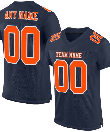 Custom Navy Orange-White Football Jersey, Gift For Football Fans