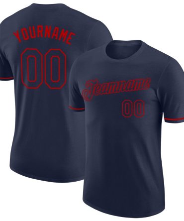 Custom Navy Navy-Red Performance T-Shirt, For Football, Baseball, Hockey, Basketball, Softball & Rugby Fans