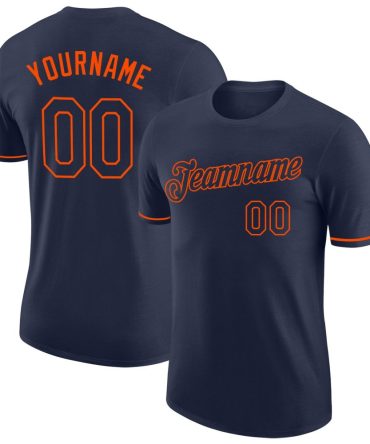 Custom Navy Navy-Orange Performance T-Shirt, For Football, Baseball, Hockey, Basketball, Softball & Rugby Fans