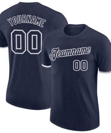 Custom Navy Navy-Gray Performance T-Shirt, For Football, Baseball, Hockey, Basketball, Softball & Rugby Fans