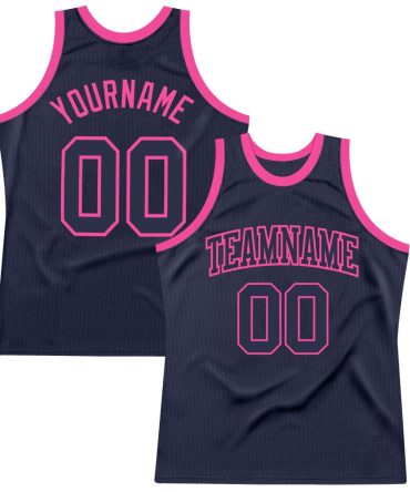 Custom Navy Navy-Pink Throwback Basketball Jersey, Gift For Basketball Fans