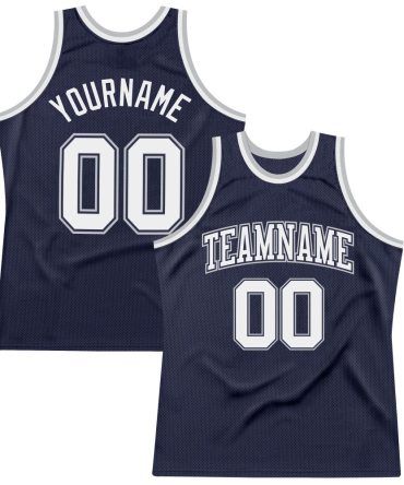 Custom Navy White Navy-Gray Throwback Basketball Jersey, Gift For Basketball Fans