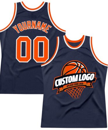 Custom Navy Orange-White Throwback Basketball Jersey, Gift For Basketball Fans