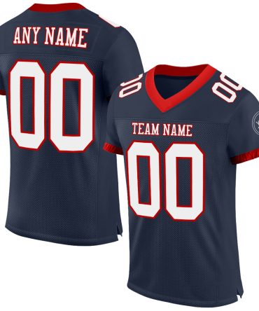 Custom Navy White-Red Football Jersey, Gift For Football Fans