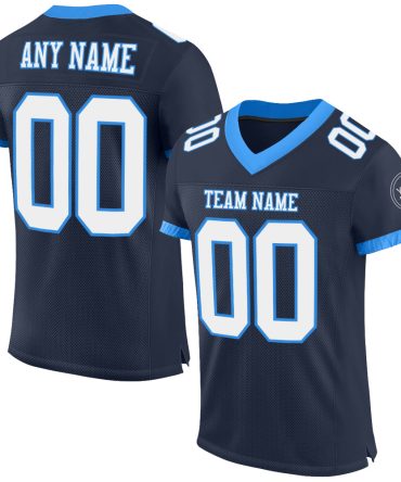 Custom Navy White-Powder Blue Football Jersey, Gift For Football Fans