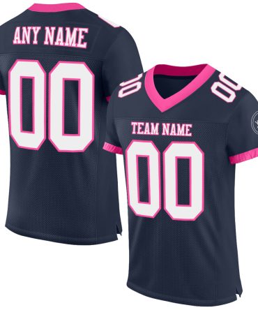 Custom Navy White-Pink Football Jersey, Gift For Football Fans