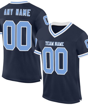 Custom Navy Light Blue-White Throwback Football Jersey, Gift For Football Fans