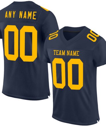 Custom Navy Gold Football Jersey, Gift For Football Fans
