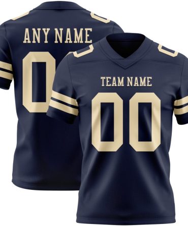 Custom Navy Cream Authentic Football Jersey, Gift For Football Fans