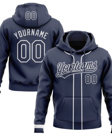 Custom Navy White Baseball Pullover Sweatshirt Hoodie, Gift For Football, Baseball, Hockey, Basketball, Softball & Rugby Fans