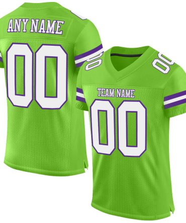 Custom Neon Green White-Purple Football Jersey, Gift For Football Fans