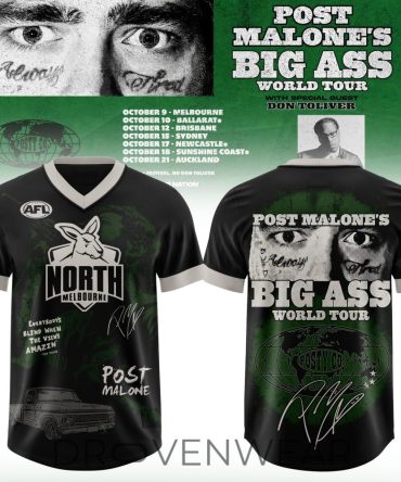 North Melbourne Fc Post Malone Big Ass World Tour Jersey
