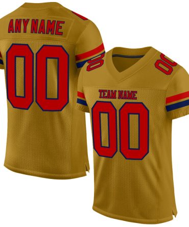 Custom Old Gold Red-Navy Football Jersey, Gift For Football Fans