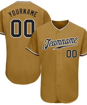 Custom Old Gold Black-White Baseball Jersey, Gift For Baseball Fans
