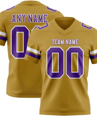 Custom Old Gold Purple-White Authentic Football Jersey, Gift For Football Fans