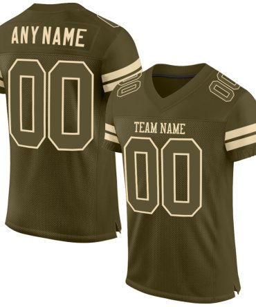 Custom Olive Olive-Cream Salute To Service Football Jersey, Gift For Football Fans
