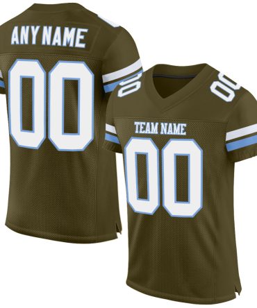 Custom Olive White-Light Blue Salute To Service Football Jersey, Gift For Football Fans
