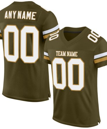 Custom Olive White-Old Gold Salute To Service Football Jersey, Gift For Football Fans