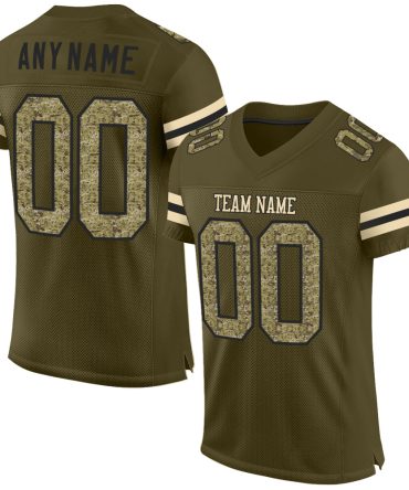 Custom Olive Camo-Black Salute To Service Football Jersey, Gift For Football Fans