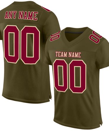 Custom Olive Maroon-Cream Salute To Service Football Jersey, Gift For Football Fans