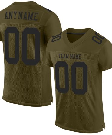 Custom Olive Black Salute To Service Football Jersey, Gift For Football Fans