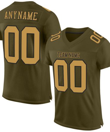 Custom Olive Old Gold-Black Salute To Service Football Jersey, Gift For Football Fans