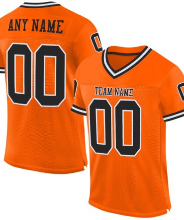 Custom Orange Black-White Throwback Football Jersey, Gift For Football Fans