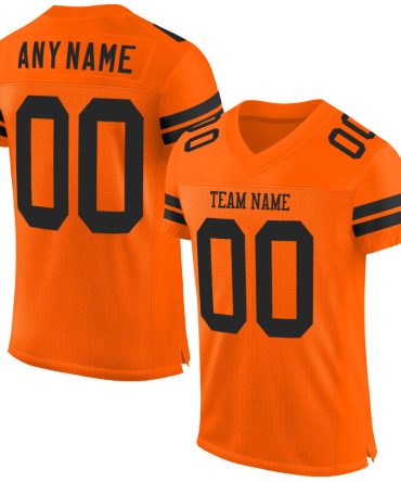 Custom Orange Black Football Jersey, Gift For Football Fans