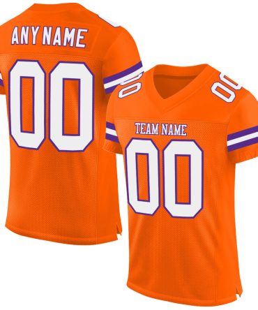 Custom Orange White-Purple Football Jersey, Gift For Football Fans