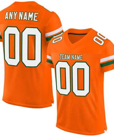 Custom Orange White-Green Football Jersey, Gift For Football Fans